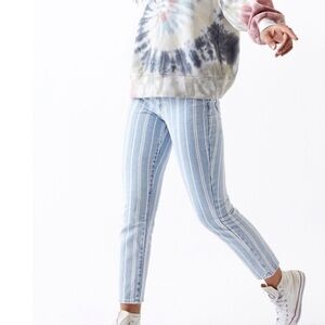 PacSun | NWT Blue White Double Striped Denim 5 Pocket Mom Indigo Wash Jeans 23